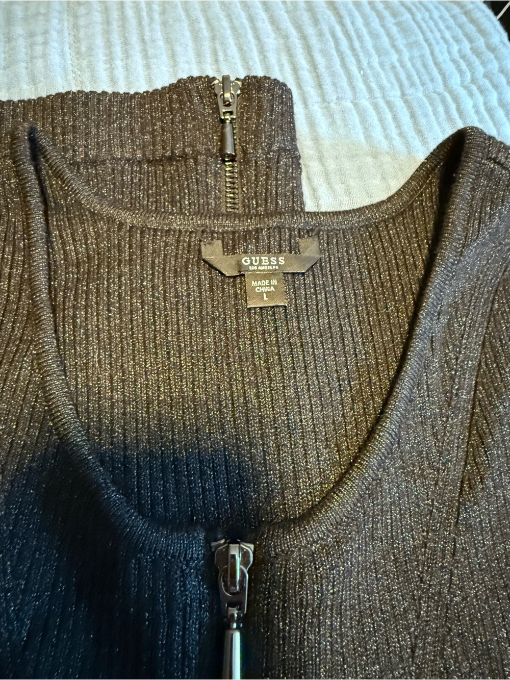 GUESS Black Ribbed Two-Piece Zip Set – Size Large - Picture 8 of 8